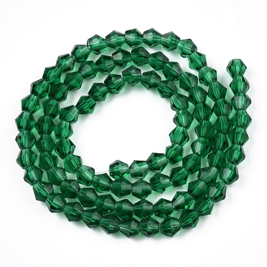 Picture of Bicone Glass bead 4mm Emerald x85