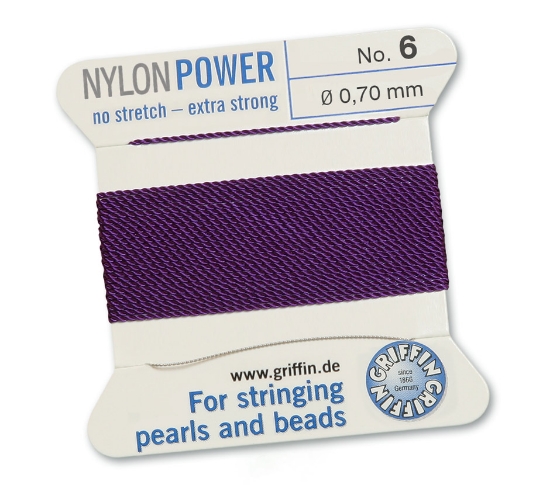 Picture of Griffin Nylon Beading Cord & Needle size #6 - 0.70mm Amethyst x2m