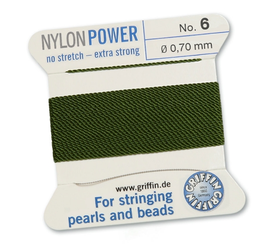 Picture of Griffin Nylon Beading Cord & Needle size #6 - 0.70mm Olive x2m