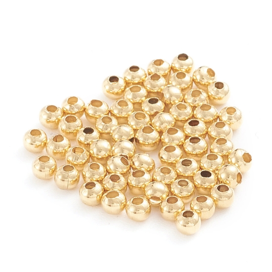 Picture of Stainless Steel Bead 2x2mm round 18kt Gold Plated x500