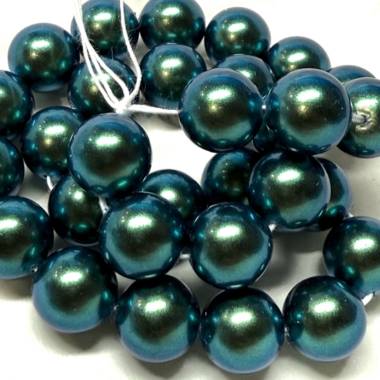 Picture of Preciosa Nacre Round Maxima 10mm Pearlescent Peacock Green Pearl x5 