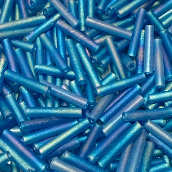 Picture of Matsuno Bugle Bead #5 - 12mm  015F Transparent Fabulous Medium Blue x10g