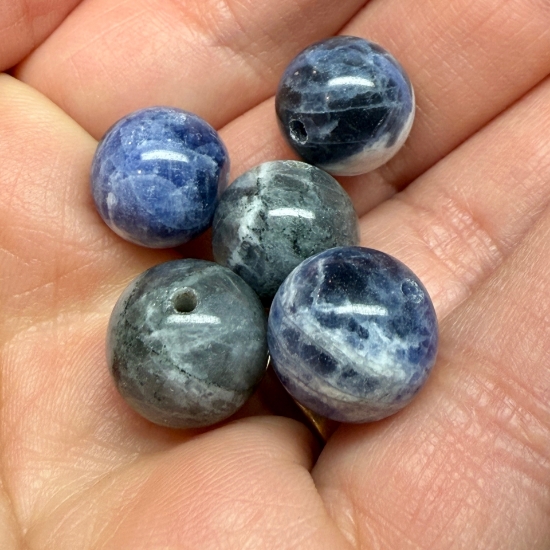 Picture of Spotted Sodalite bead 12mm round x5