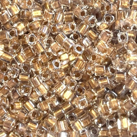 Picture of Miyuki Cubes 1.8mm 234 Crystal Sparklin Metalic Gold Lined x10g