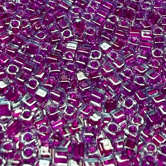 Picture of Miyuki Cubes 1.8mm SB18-2651 Fuchsia Lined Aqua AB x10g