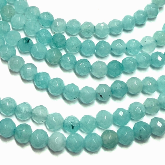 Picture of Jade (dyed) 4mm faceted round Aqua x36cm