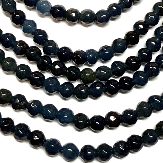 Picture of Jade (dyed) 4mm faceted round Dark Teal x36cm