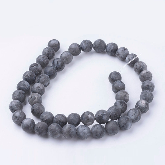 Picture of Larvikite bead 8mm round Frosted x38cm 