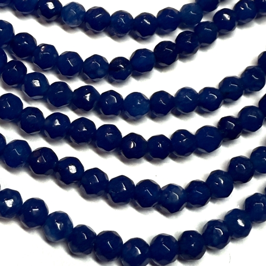 Picture of Jade (dyed) 4mm faceted round Royal Blue x36cm