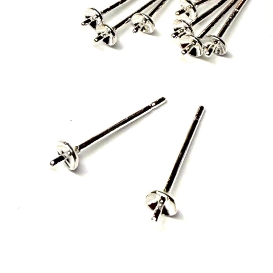 Picture of 925 Silver Ear stud 13mm w/ 2.5mm cup with peg x10