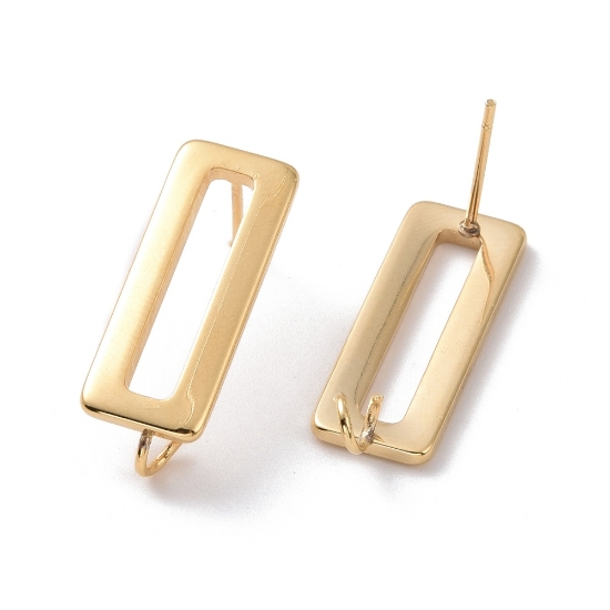 Picture of Stainless Steel Ear stud  22x8mm rectangle w/ vertical loop 24kt Gold Plated x10