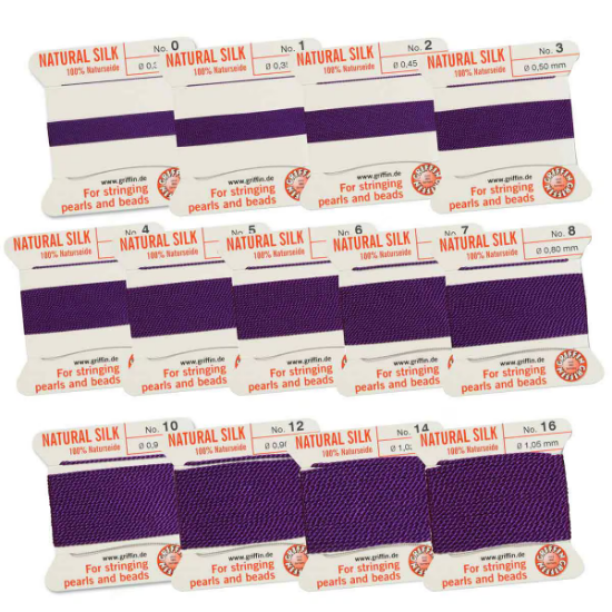 Picture of Griffin Silk Beading Cord & Needle assorted sizes Amethyst x2m - x11