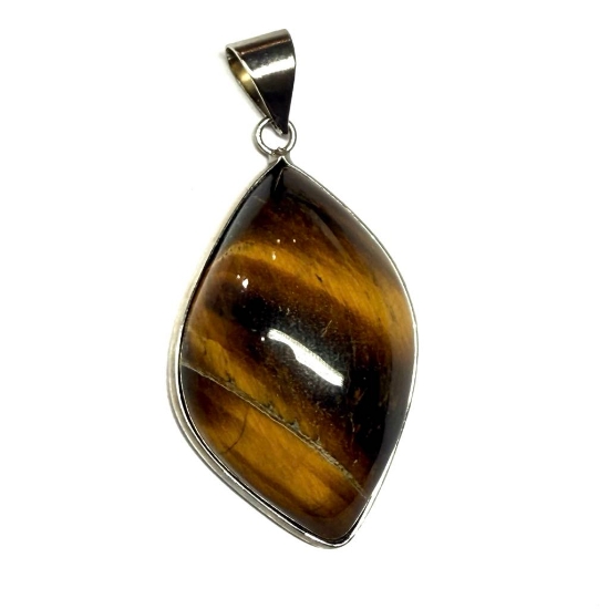 Picture of Tigereye Pendant 25-38mm drop w/ Bail Silver x1