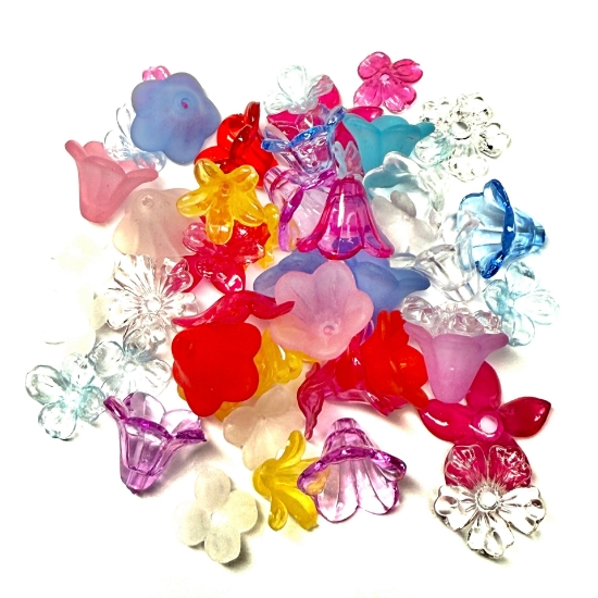 Picture of Acrylic Bead Cap Flower 8-28mm Mix x50