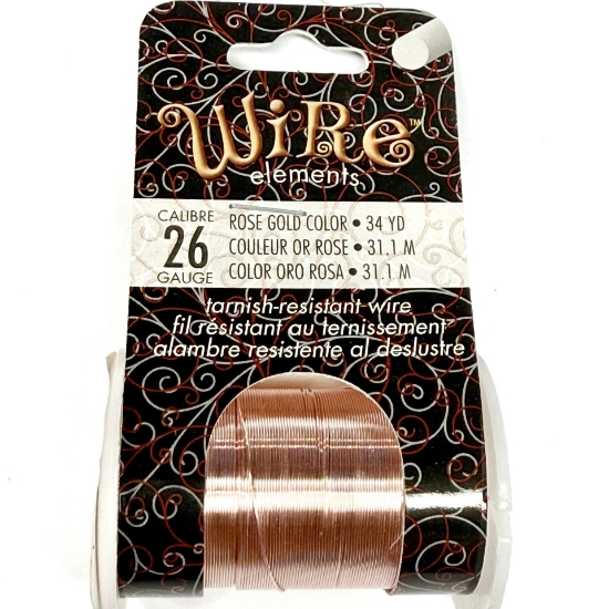Picture of Wire Lacquered Tarnish Resistant 26 Gauge (.41mm) Rose Gold x31.1m 