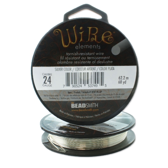 Picture of Wire Lacquered Tarnish Resistant 24 Gauge (.51mm) Silver x62m