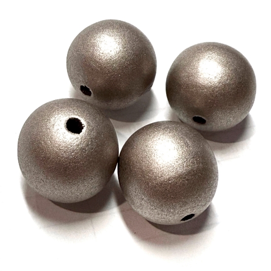 Picture of Wood Bead 20mm round Metallic Silver x4