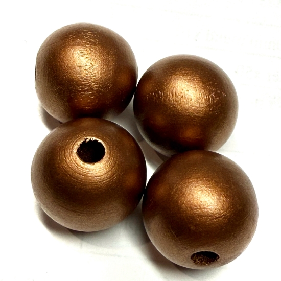 Picture of Wood Bead 20mm round Metallic Bronze x4