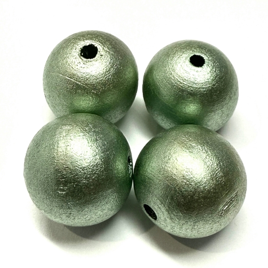 Picture of Wood Bead 20mm round Metallic Mint Green x4