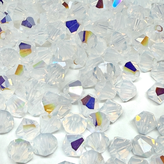 Picture of Preciosa Bead Rondell 6mm White Opal Glitter x24