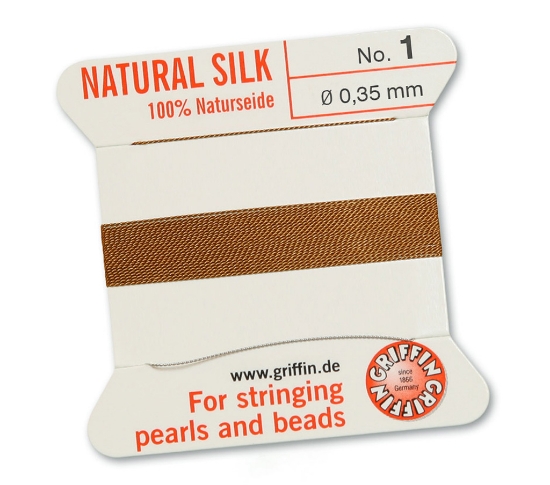 Picture of Griffin Silk Beading Cord & Needle size #1 - 0,35mm Cornelian x2m