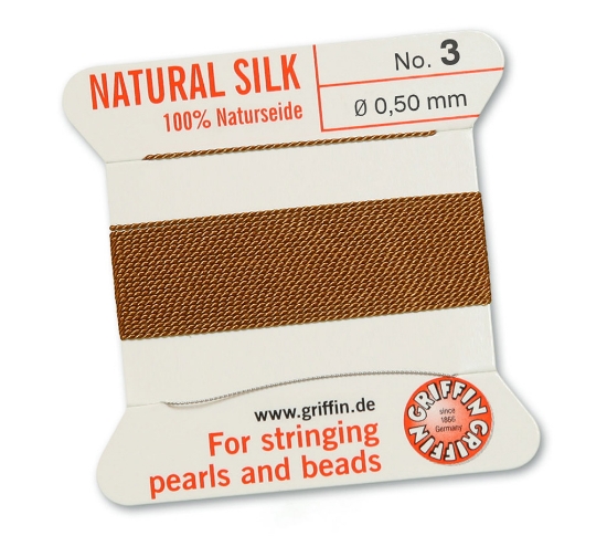 Picture of Griffin Silk Beading Cord & Needle size #3 - 0,50mm Cornelian x2m
