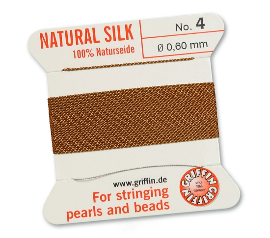 Picture of Griffin Silk Beading Cord & Needle size #4 - 0,60mm Cornelian x2m