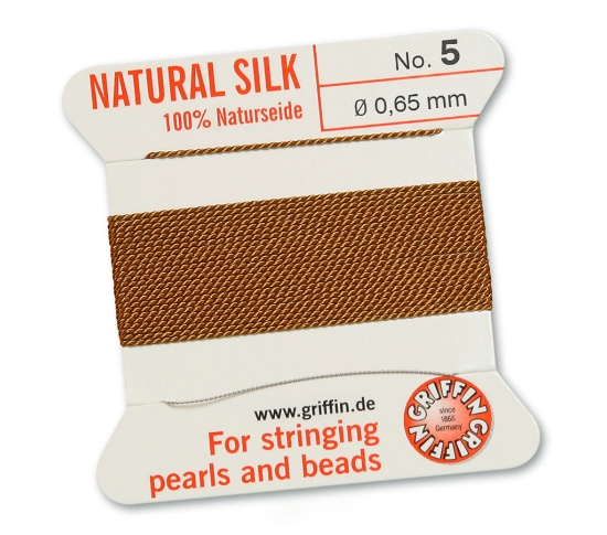 Picture of Griffin Silk Beading Cord & Needle size #5 - 0,65mm Cornelian x2m