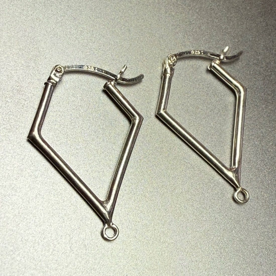 Picture of 925 Silver Hoop 20x28mm rhombus w/ loop x2