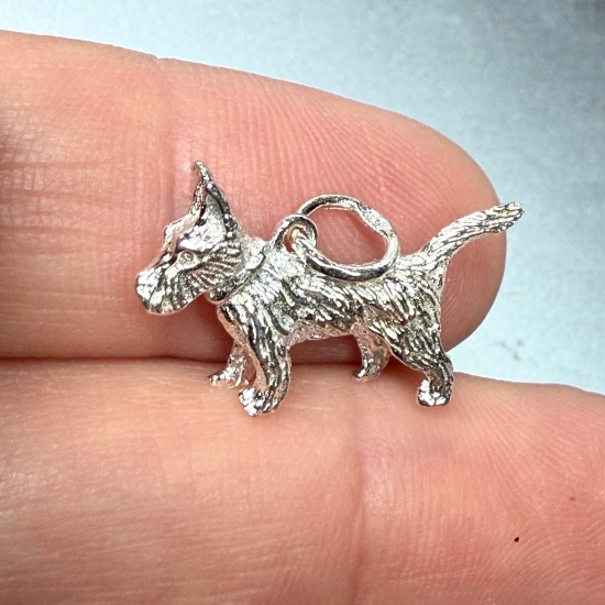 Picture of 925 Silver Charm Scottish Terrier Dog 22x16mm  w/ ring x1