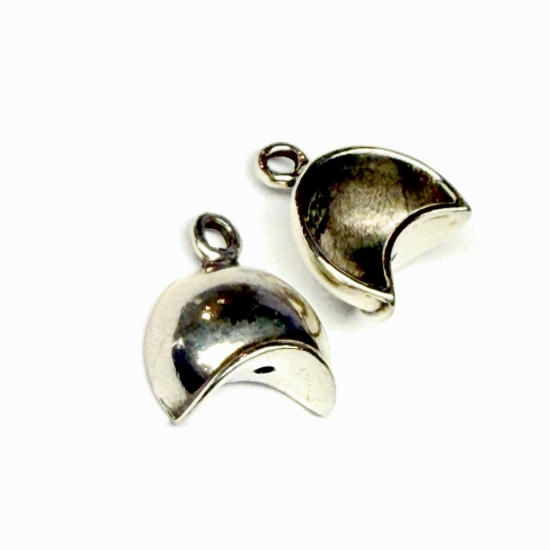 Picture of 925 Silver Cord End 10x9 mm half moon fits 6-8mm round bead x2