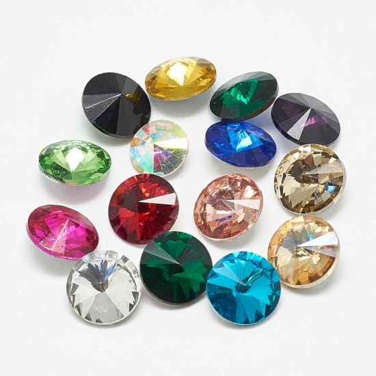 Picture of Glass Rivoli Round Stone 12mm Color Mix x50 
