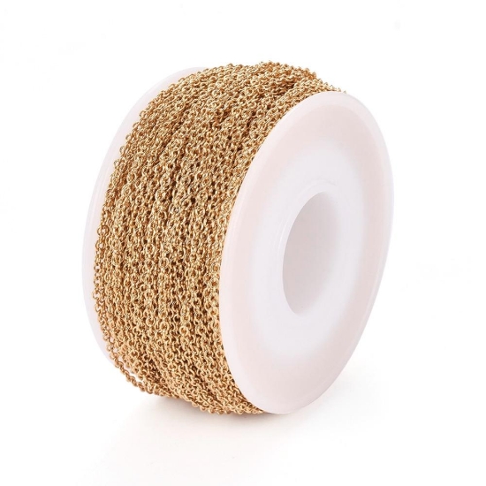 Picture of Stainless Steel Chain Cable 2x1.5x0.4mm 18Kt Gold Plated x20m