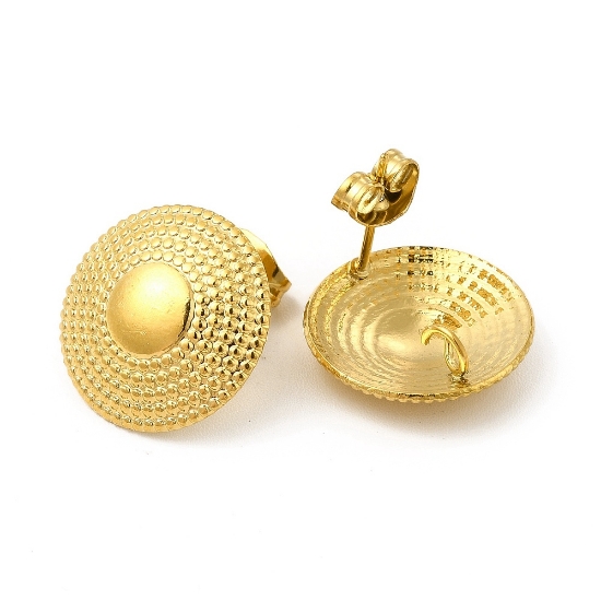 Picture of Stainless Steel Ear stud 15.5mm flat round w/ loop 18kt Gold Plated x2