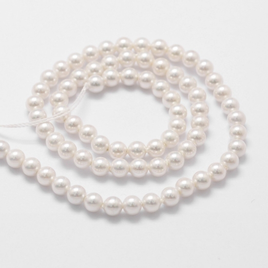 Picture of Shell Beads 4mm round White x38cm 