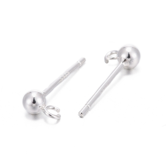 Picture of 925 Silver Ear stud ball 3mm w/ loop x2
