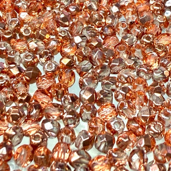 Picture of Fire-Polished 3mm Pink Rose Capri Gold x100