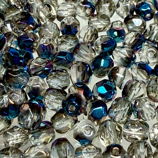 Picture of Fire-Polished 4mm Crystal Blue Flare x100 