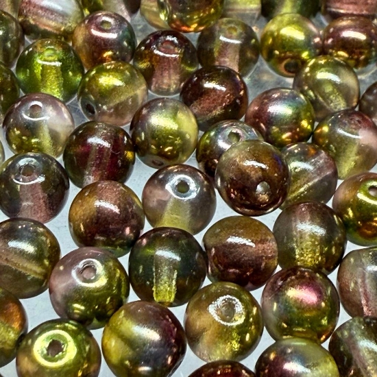 Picture of Czech Glass bead 6mm round Crystal Magic Green x100